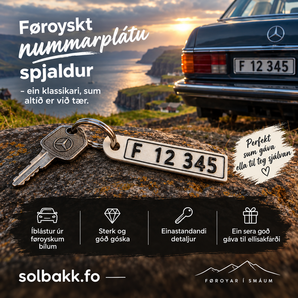 Nummarplátu spjaldur til ellisakfarð við egnun teksti til lyklaring